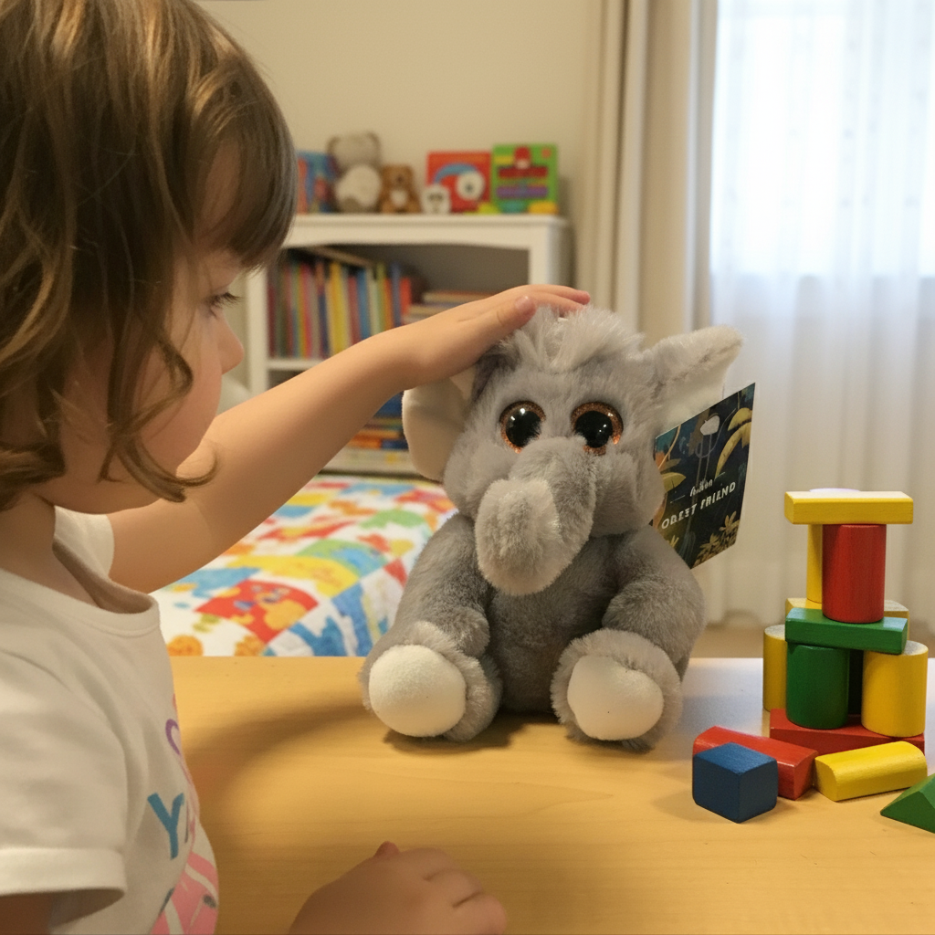 Forest Friend 6.3" Grey Elephant Plush Stuffed Animal Toy Glitter Eyes PLU-1506