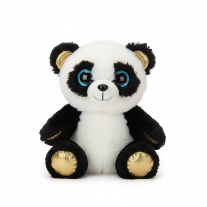 Forest Friend 6.3" Panda Bear Plush Stuffed Animal Gold Ears Blue Eyes