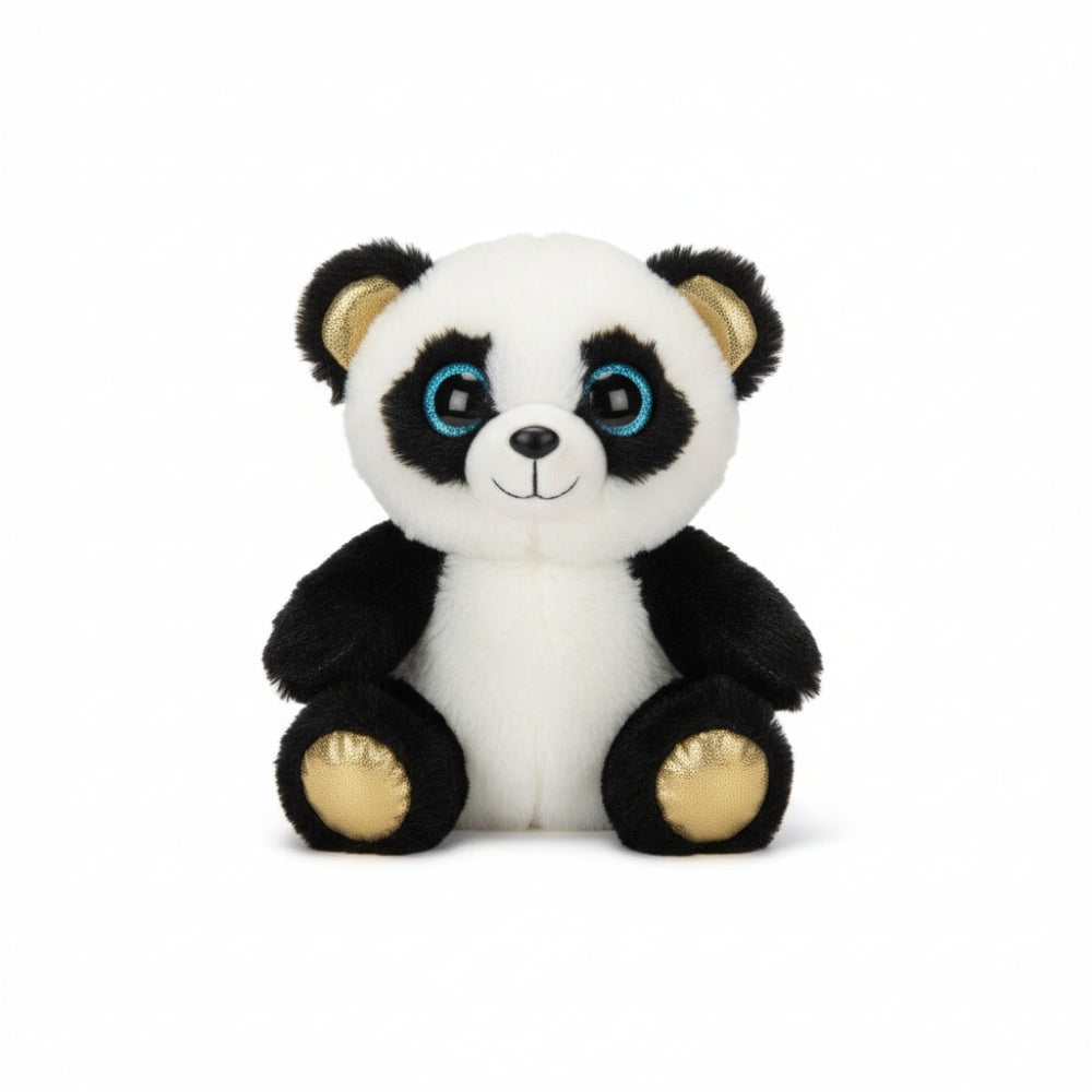 Forest Friend 6.3" Panda Bear Plush Stuffed Animal Gold Ears Blue Eyes