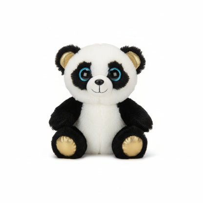 Forest Friend 6.3" Panda Bear Plush Stuffed Animal Gold Ears Blue Eyes