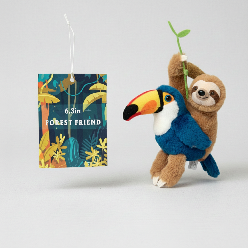 Forest Friend 6.3" Panda Bear Plush Stuffed Animal Gold Ears Blue Eyes