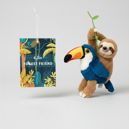 Forest Friend 6.3" Panda Bear Plush Stuffed Animal Gold Ears Blue Eyes