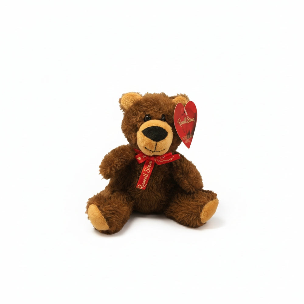 Russell Stover Teddy Bear Red Ribbon Bow 5" Plush Stuffed Animal Small Soft Toy