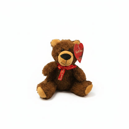 Russell Stover Teddy Bear Red Ribbon Bow 5" Plush Stuffed Animal Small Soft Toy