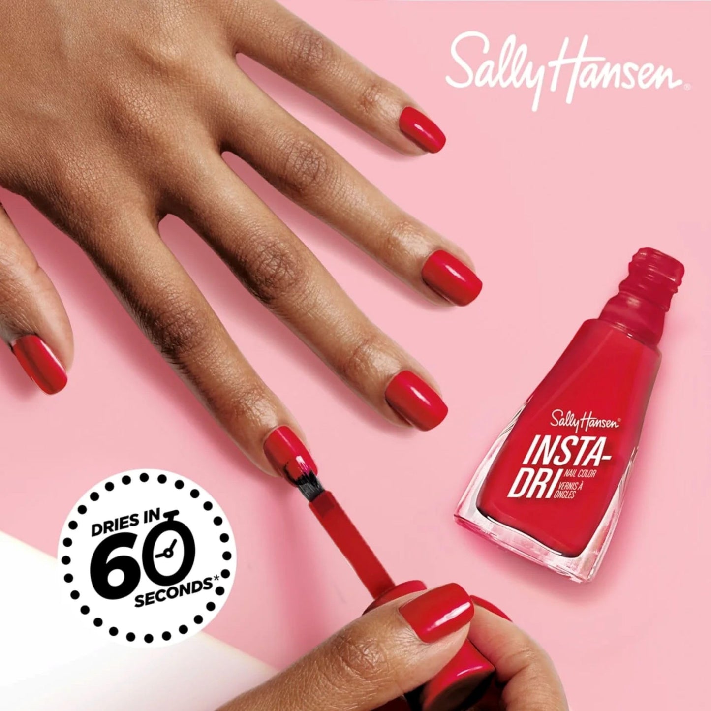 Sally Hansen Insta-Dri Pride Nail Polish | Quick Dry, Long Lasting, Streak-Free Shine | Opaque, Glossy | 769 Tot-ALLY Red | Bright Candy Red Nail Color