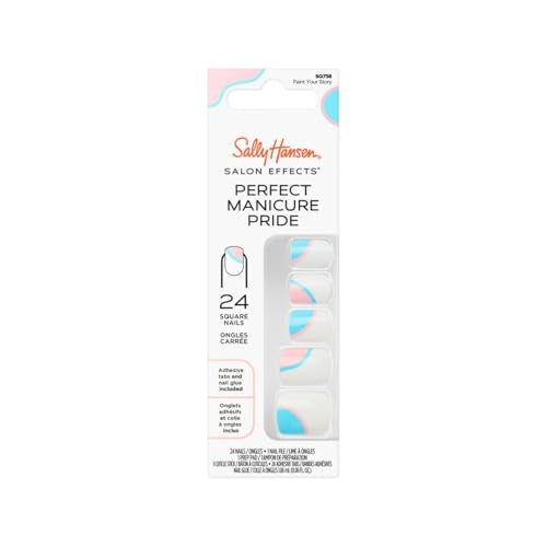 Sally Hansen Salon Effects Perfect Manicure Press-On Nails | Oval Shape | Easy to Apply, Non-Damaging | 24 Nails, Adhesive Tabs, File & Alcohol Pad Included | Pride - Paint Your Story