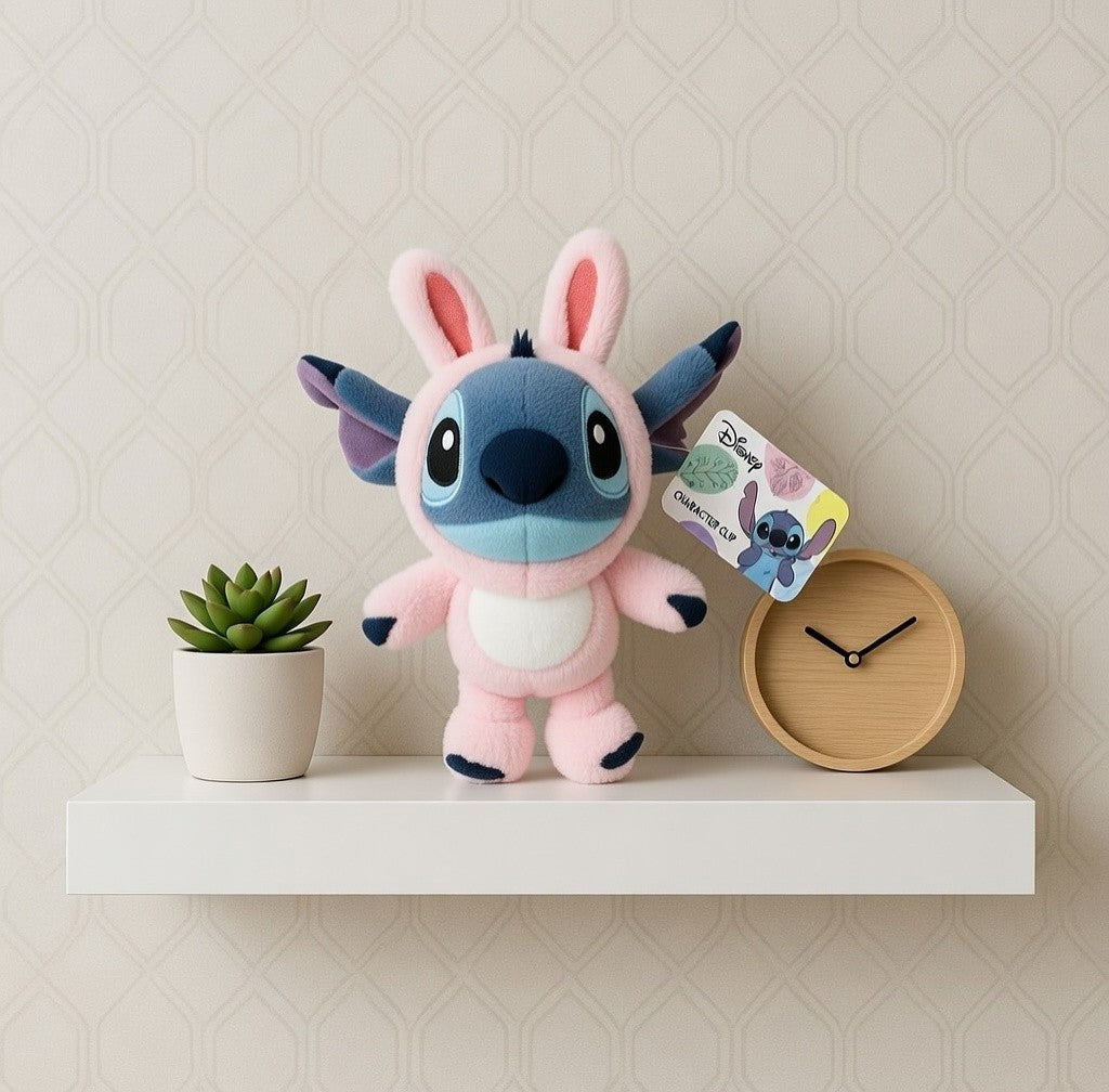 Disney Stitch Plush Pink Bunny Suit Easter 6" Clip Basketbfiller Stuffer