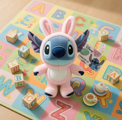Disney Stitch Plush Pink Bunny Suit Easter 6" Clip Basketbfiller Stuffer