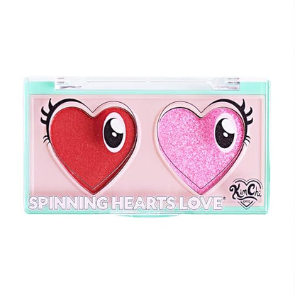 KimChiChic Beauty Spinning Hearts Duo Eyeshadow, Matte, Shimmer & Frost Finish, Blendable, Highly Pigmented Two-Color Palette, Cruelty-Free, Cherry Pop