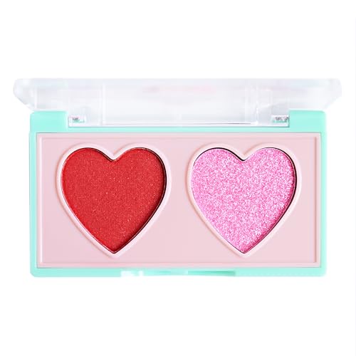 KimChiChic Beauty Spinning Hearts Duo Eyeshadow, Matte, Shimmer & Frost Finish, Blendable, Highly Pigmented Two-Color Palette, Cruelty-Free, Cherry Pop
