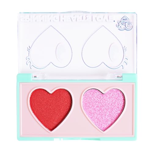 KimChiChic Beauty Spinning Hearts Duo Eyeshadow, Matte, Shimmer & Frost Finish, Blendable, Highly Pigmented Two-Color Palette, Cruelty-Free, Cherry Pop
