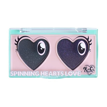 KimChiChic Beauty Spinning Hearts Duo Eyeshadow, Matte, Shimmer & Frost Finish, Blendable, Highly Pigmented Two-Color Palette, Cruelty-Free, Midnight Drama