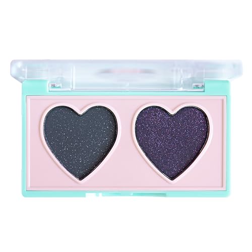 KimChiChic Beauty Spinning Hearts Duo Eyeshadow, Matte, Shimmer & Frost Finish, Blendable, Highly Pigmented Two-Color Palette, Cruelty-Free, Midnight Drama