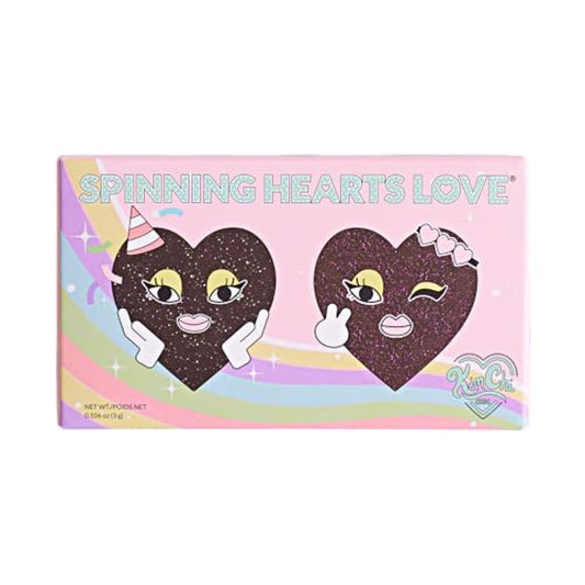 KimChiChic Beauty Spinning Hearts Duo Eyeshadow, Matte, Shimmer & Frost Finish, Blendable, Highly Pigmented Two-Color Palette, Cruelty-Free, Midnight Drama