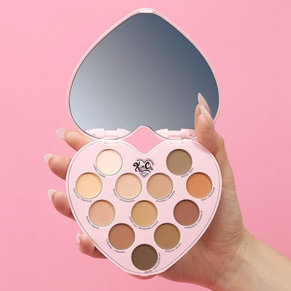 KimChiChic Beauty Spinning Hearts Love Eyeshadow & Pigment Palette - 12 Shades for Soft Glam to Bold Looks, Long Lasting, Blendable, Cruelty Free, Lifetime Partner 0.3oz