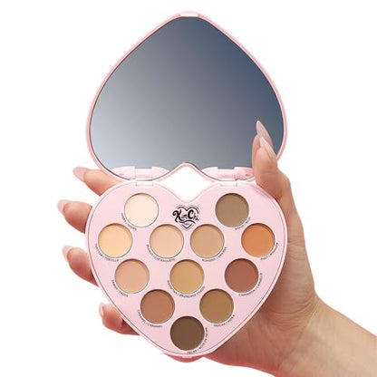 KimChiChic Beauty Spinning Hearts Love Eyeshadow & Pigment Palette - 12 Shades for Soft Glam to Bold Looks, Long Lasting, Blendable, Cruelty Free, Lifetime Partner 0.3oz