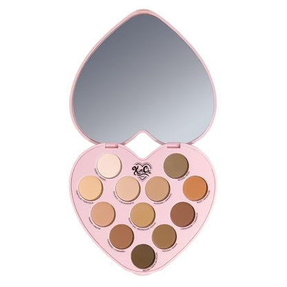 KimChiChic Beauty Spinning Hearts Love Eyeshadow & Pigment Palette - 12 Shades for Soft Glam to Bold Looks, Long Lasting, Blendable, Cruelty Free, Lifetime Partner 0.3oz