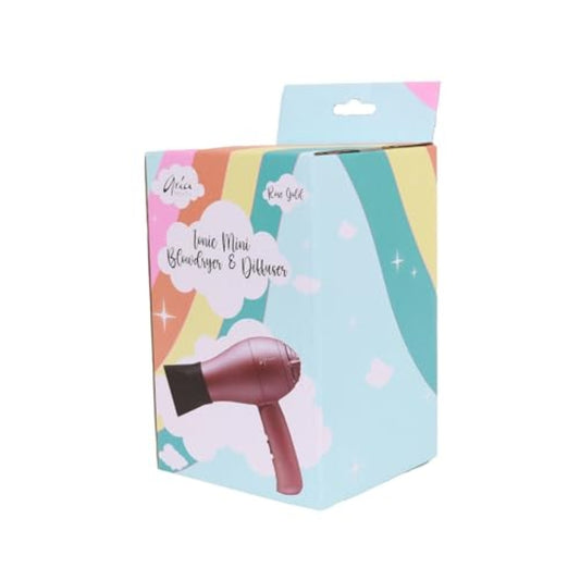 Aria Beauty Mini Compact Folding Blowdryer, Dual Votage, Diffuser and Concentrator Nozzle Included, Lightweight Design, Perfect for Travel, 1000W