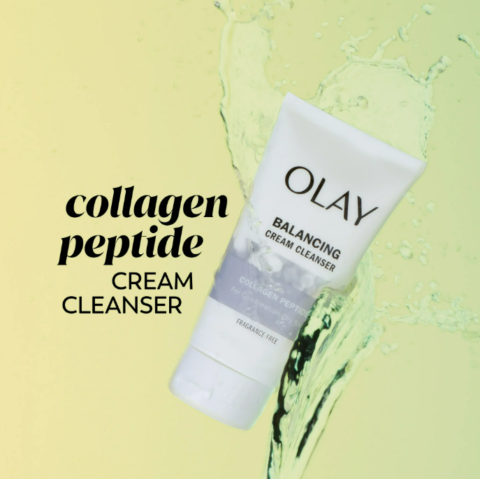 Olay Collagen Peptide Duo Pack, Balancing Cream Face Wash, Fragrance-Free, 5.0 fl oz, Moisturizing Cream Moisturizer, Fragrance-Free, 1.7 oz