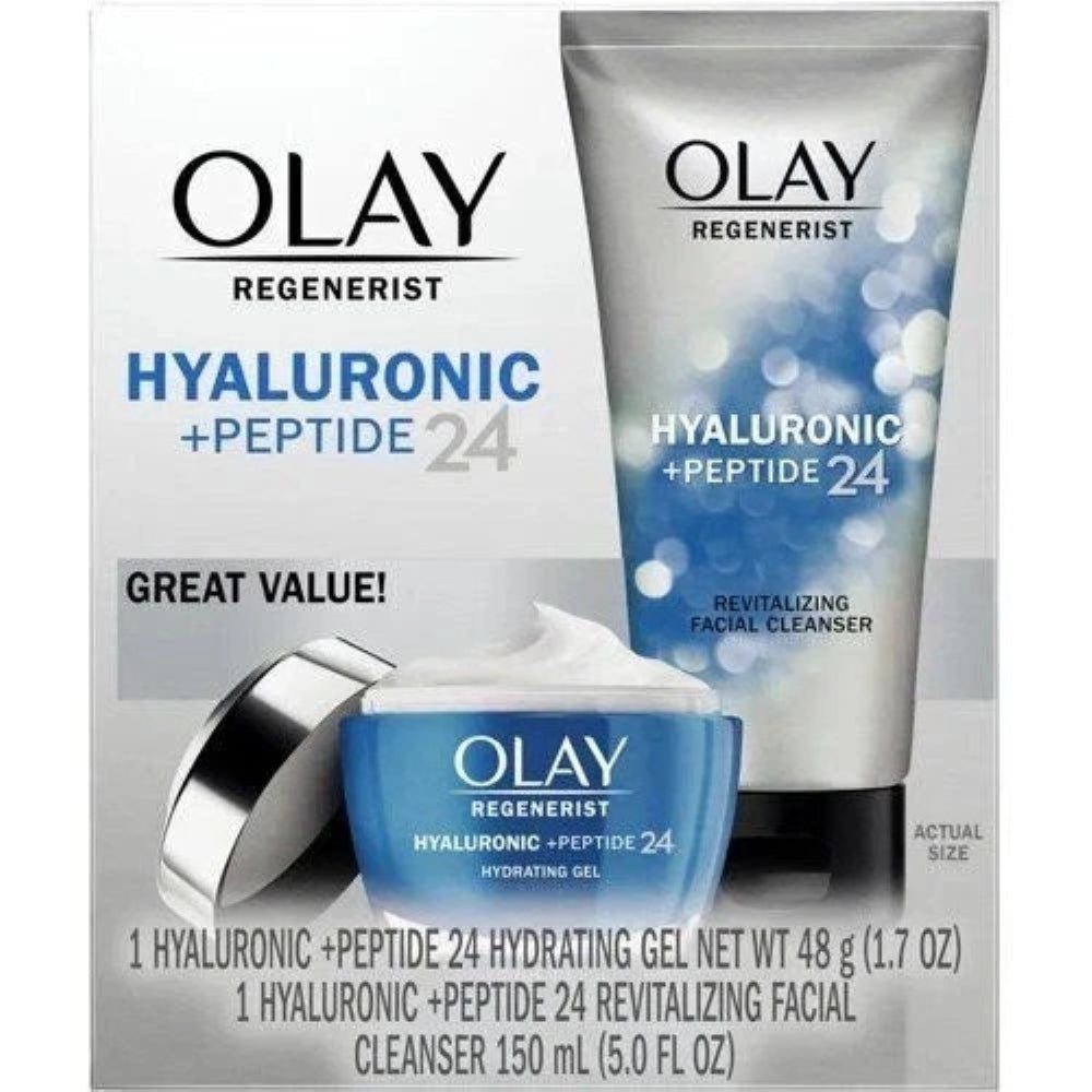 Olay Regenerist Hyaluronic Peptide 24 Face Gel Moisturizer & Gel Cleanser Set