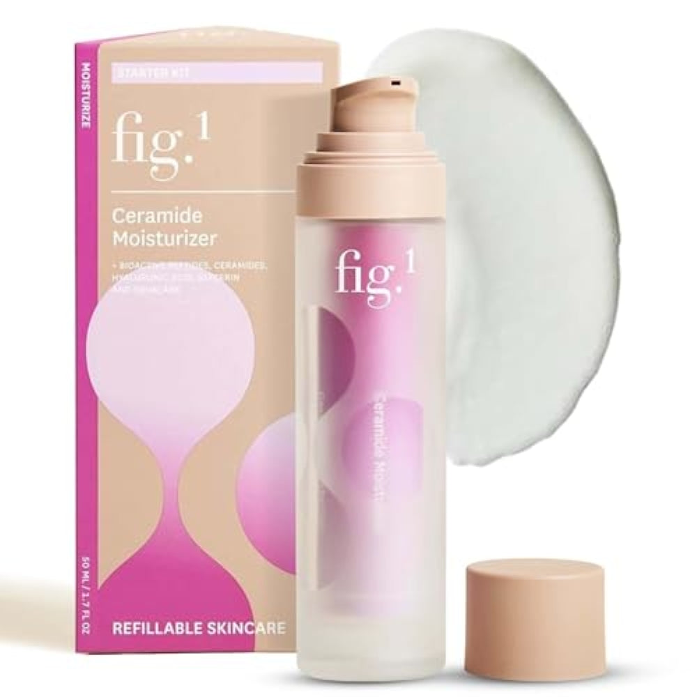 Fig.1 Ceramide Face Moisturizer for Women | Hydrating Daily Facial Moisturizer with Peptides, Hyaluronic Acid & Squalane | Lightweight, Non-Comedogenic, Fragrance-Free, Refillable – 1.7 fl oz