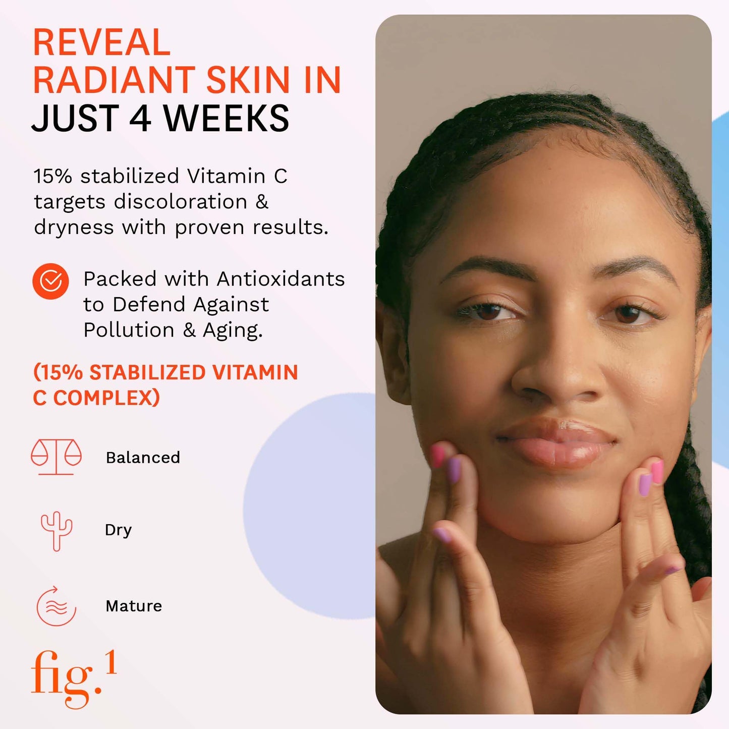 Fig.1 Vitamin C 15% Face Serum for Women | Nourishing Hydrating - Anti Wrinkle Antioxidant Serum for Face | Moisturizing Facial Skin Care Treatment for Dry, Oily & Normal Skin – 1.0 oz