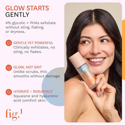 Fig.1 Glycolic Glow Treatment – 4% Glycolic Acid Face Exfoliant, Exfoliating & Glowing Emulsion, Chemical Peel for Radiant Skin, Hydrating PHA & Squalane, Vegan, 30 ml