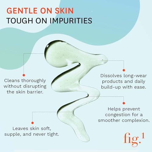 Fig.1 Micellar Oil Cleanser for Face - Makeup Remover Cleansing oil, Facial Cleanser - Squalane & Grapeseed Oil Formula, Cleanse without Clogging Pores, Acne-Prone Facial Skincare, Refillable 3.4 Oz