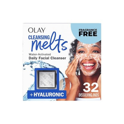Olay Hyaluronic Water-Activated Cleansing Melts Facial Cleanser Pads 32 Count