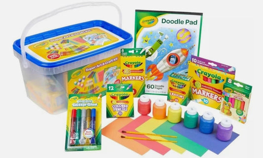 Crayola 115 Piece Kids Super Art and Craft Kit Coloring Set with Storage Tub

Crayola 115 Piece Kids Super Art and Craft Kit Coloring Set with Storage Tub