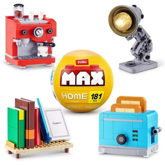 ZURU Set Of 4 Max Home Retro Design Building Set 2025 Coffee Lamp Toaster Books