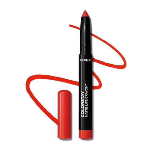 REVLON ColorStay Matte Lite Crayon Lipstick with Built-in Sharpener, Smudge-proof, Water-Resistant Non-Drying Lipcolor, 009 Ruffled Feathers, 0.049 oz