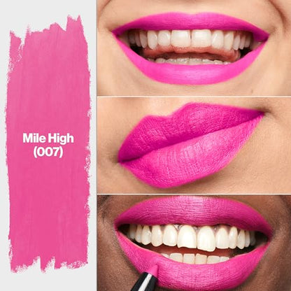 REVLON ColorStay Matte Lite Crayon Lipstick with Built-in Sharpener, Smudge-proof, Water-Resistant Non-Drying Lipcolor, 007 Mile High, 0.049 oz
