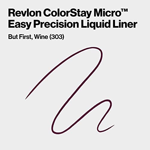 REVLON ColorStay Micro Easy Precision Liquid Eyeliner, Waterproof, Smudgeproof, Longwearing with Felt Tip Applicator, 303 But First, Wine, 0.057 fl oz