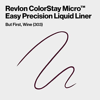 REVLON ColorStay Micro Easy Precision Liquid Eyeliner, Waterproof, Smudgeproof, Longwearing with Felt Tip Applicator, 303 But First, Wine, 0.057 fl oz