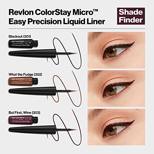 REVLON ColorStay Micro Easy Precision Liquid Eyeliner, Waterproof, Smudgeproof, Longwearing with Felt Tip Applicator, 303 But First, Wine, 0.057 fl oz