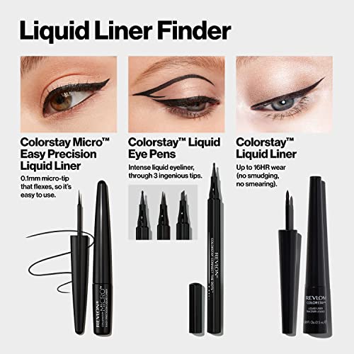 REVLON ColorStay Micro Easy Precision Liquid Eyeliner, Waterproof, Smudgeproof, Longwearing with Felt Tip Applicator, 303 But First, Wine, 0.057 fl oz