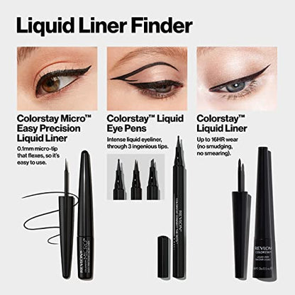REVLON ColorStay Micro Easy Precision Liquid Eyeliner, Waterproof, Smudgeproof, Longwearing with Felt Tip Applicator, 303 But First, Wine, 0.057 fl oz