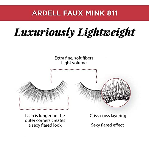 Ardell Faux Mink Lashes 811 False Eyelashes – Lightweight Natural Faux Mink Strip Wispy Lashes with Invisiband, 4 Pairs, 1 Pack