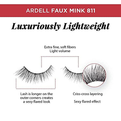 Ardell Faux Mink Lashes 811 False Eyelashes – Lightweight Natural Faux Mink Strip Wispy Lashes with Invisiband, 4 Pairs, 1 Pack