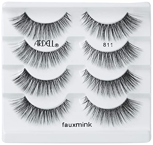 Ardell Faux Mink Lashes 811 False Eyelashes – Lightweight Natural Faux Mink Strip Wispy Lashes with Invisiband, 4 Pairs, 1 Pack