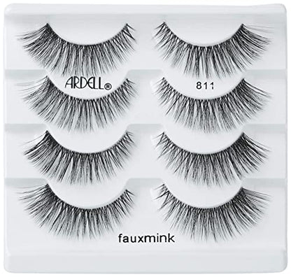 Ardell Faux Mink Lashes 811 False Eyelashes – Lightweight Natural Faux Mink Strip Wispy Lashes with Invisiband, 4 Pairs, 1 Pack