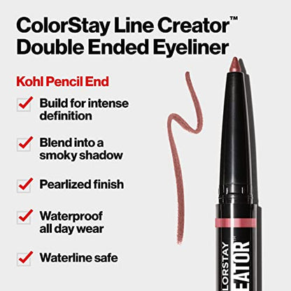 REVLON Liquid Eyeliner & Smoky Kohl Pencil, ColorStay Line Creator Eye Makeup, Waterproof & Transferproof, 154 Cool as Ice, 0.004 oz