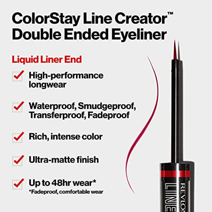 REVLON Liquid Eyeliner & Smoky Kohl Pencil, ColorStay Line Creator Eye Makeup, Waterproof & Transferproof, 154 Cool as Ice, 0.004 oz