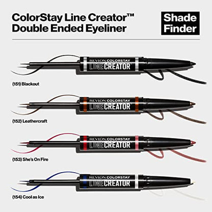 REVLON Liquid Eyeliner & Smoky Kohl Pencil, ColorStay Line Creator Eye Makeup, Waterproof & Transferproof, 154 Cool as Ice, 0.004 oz