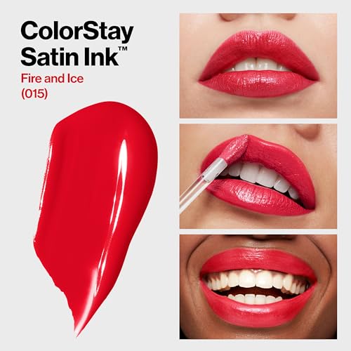 Revlon ColorStay Satin Ink Liquid Lipstick, Longwear Rich Lip Colors, Formulated with Black Currant Seed Oil, 015 Fire & Ice, 0.17 fl oz