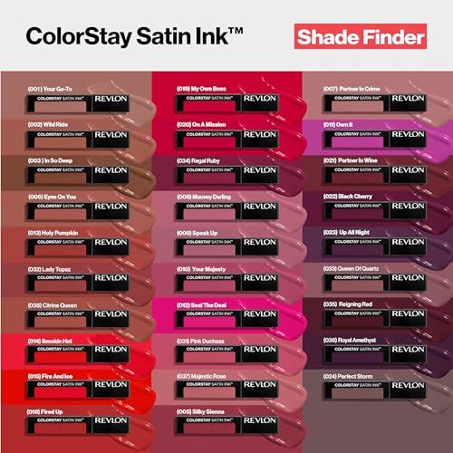 Revlon ColorStay Satin Ink Liquid Lipstick, Longwear Rich Lip Colors, Formulated with Black Currant Seed Oil, 015 Fire & Ice, 0.17 fl oz