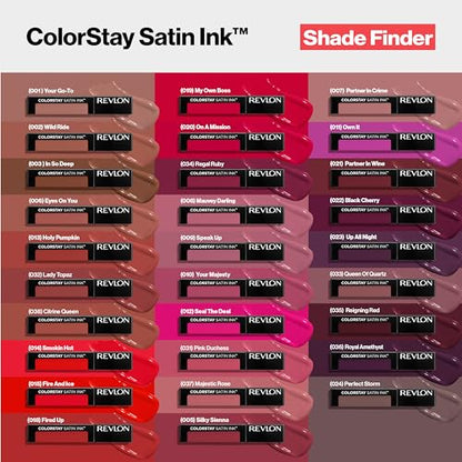 Revlon ColorStay Satin Ink Liquid Lipstick, Longwear Rich Lip Colors, Formulated with Black Currant Seed Oil, 015 Fire & Ice, 0.17 fl oz