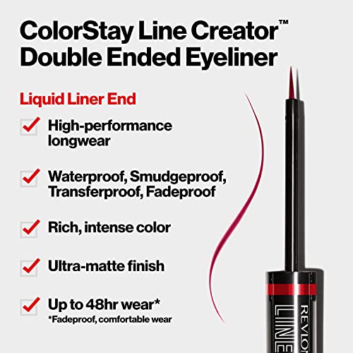 REVLON Liquid Eyeliner & Smoky Kohl Pencil, ColorStay Line Creator Eye Makeup, Waterproof & Transferproof, 153 She's On Fire, 0.004 oz