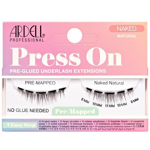 Ardell Press On Lashes Pre-Mapped DIY Lash Clusters - Naked Natural, Pre-Glued Underlash, Reusable False Eyelashes, Eyelash Extensions